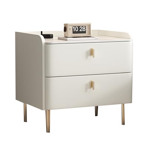 JTPMYFT Nachttisch mit Schubladen, Nachttisch, Kleiner Nachttisch aus Holz, stabile Struktur, geeignet for den Innenbereich, Schlafzimmer(White,40 * 40 * 48cm) von JTPMYFT