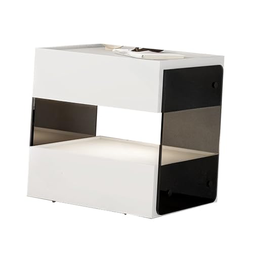 JTPMYFT Schlafzimmer-Aufbewahrungsschrank, Schlafzimmer-Nachttisch, mit explosionsgeschütztem, rund und glatt, geeignet for Schlafzimmer, Wohnzimmer, Sofa(White,40 x 40 x 47.5 cm) von JTPMYFT