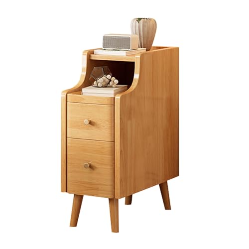JTPMYFT Schmaler Nachttisch, Schmaler Nachttisch, Massivholz-Nachttisch, 25 cm breit, mit 2 Schubladen und Ladeanschluss, geeignet for Schlafzimmer, Wohnzimmer(11.8 * 15.5 * 18.9 inches) von JTPMYFT