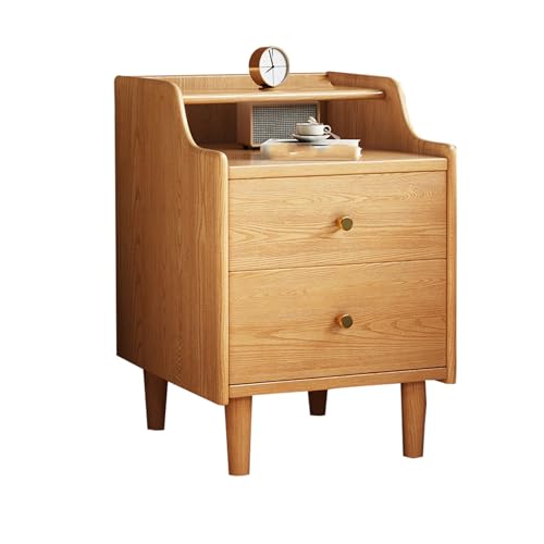 JTPMYFT Schmaler Nachttisch, Schmaler Nachttisch, Massivholz-Nachttisch, 25 cm breit, mit 2 Schubladen und Ladeanschluss, geeignet for Schlafzimmer, Wohnzimmer(15.7 * 15.5 * 18.9 inches) von JTPMYFT