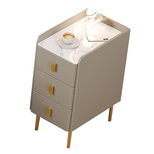 JTPMYFT Schmaler Nachttisch 7,8 Zoll mit 3 Schubladen und abgerundeten Ecken for kleine Räume, Schlafzimmer, Kommoden, Schlafsäle(Morandi,25 * 40 * 60cm) von JTPMYFT