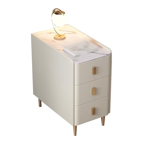 JTPMYFT Schmaler Nachttisch 7,8 Zoll mit 3 Schubladen und abgerundeten Ecken for kleine Räume, Schlafzimmer, Kommoden, Schlafsäle(White,30 * 40 * 60cm) von JTPMYFT