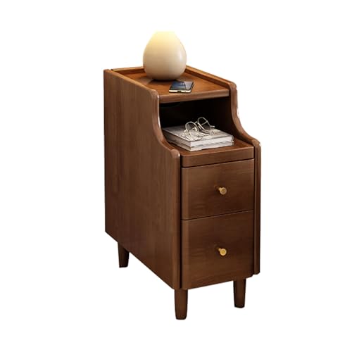 JTPMYFT Schmaler Nachttisch for kleine Räume, Nachttisch aus Massivholz, Beistelltisch mit Schubladen, Massivholzrahmen, geeignet for Schlafzimmer(11.8 * 15.5 * 18.9inch) von JTPMYFT