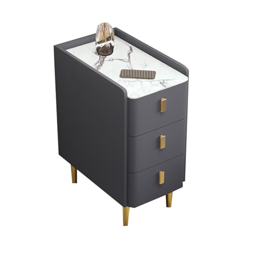 JTPMYFT Schmaler Nachttisch mit Schubladen, Nachttischschrank fürs Schlafzimmer, Griffdesign, geeignet for den Innenbereich, Schlafzimmer(Dark Gray,13.7 * 15.7 * 23.6inch) von JTPMYFT