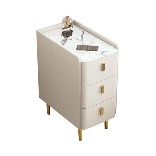 JTPMYFT Schmaler Nachttisch mit Schubladen, Nachttischschrank fürs Schlafzimmer, Griffdesign, geeignet for den Innenbereich, Schlafzimmer(White,13.7 * 15.7 * 23.6inch) von JTPMYFT