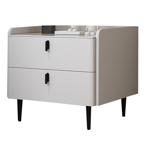 JTPMYFT Schmaler Nachttisch mit doppelter Schubladenaufbewahrung, Schlafzimmer-Nachttisch, platzsparend, geeignet for Schlafzimmer und Wohnzimmer(White,40 x 40 x 48 cm) von JTPMYFT