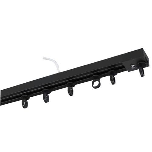 JTPMYFT Vorhangschiene ohne Bohren, Selbstklebende Monorail-Gleitschiene, geräuschloses Flaschenzugsystem, Selbstklebende Vorhangschiene ohne Bohren(Black,100cm(39.3inch)) von JTPMYFT