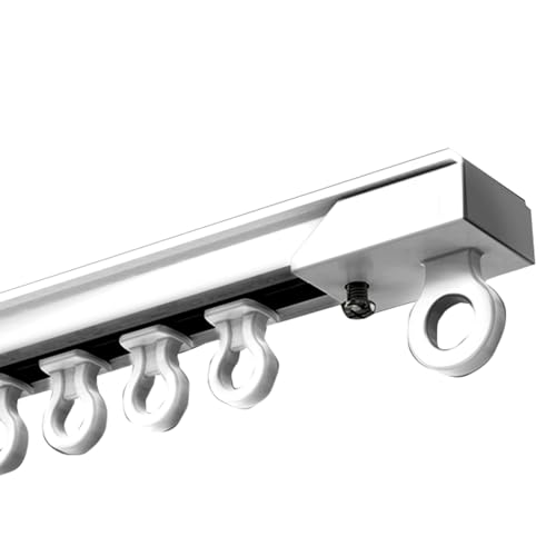 JTPMYFT Vorhangschiene ohne Bohren, Selbstklebende Monorail-Gleitschiene, geräuschloses Flaschenzugsystem, Selbstklebende Vorhangschiene ohne Bohren(White,30cm(11.8inch)) von JTPMYFT