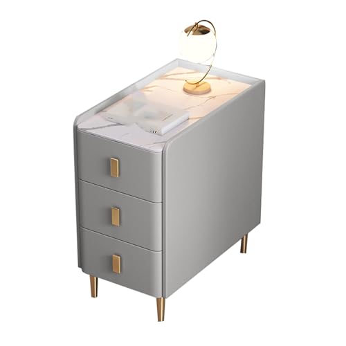 JTPMYFT Weißer Nachttisch aus Massivholz mit 3 Schubladen, Kleiner Wohnungsschrank, Hartholz, geeignet for den Innenbereich, Schlafzimmer(Light Gray,25 * 40 * 60cm) von JTPMYFT