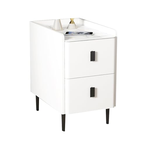 JTPMYFT Weißer Nachttisch mit 2 Schubladen, Kleiner Nachttisch, Beistelltisch, Möbel, stabil und belastbar, geeignet for Schlafzimmer, Wohnzimmer, Sofa(White,25 * 40 * 50cm) von JTPMYFT