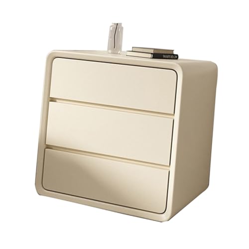 Massivholz-Nachttisch for das Schlafzimmer, dreischichtiger Nachttisch for das Schlafzimmer, unsichtbarer Griff, Füße des Unterschranks, geeignet for Schlafzimmer, Balkon(Off-white,40*40*55cm) von JTPMYFT