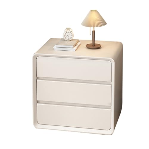 Massivholz-Nachttisch for das Schlafzimmer, dreischichtiger Nachttisch for das Schlafzimmer, unsichtbarer Griff, Füße des Unterschranks, geeignet for Schlafzimmer, Balkon(White,50*40*55cm) von JTPMYFT