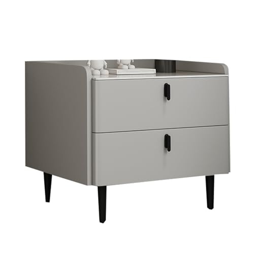 Nachttisch, Schlafzimmer-Nachttisch, Nachttischmöbel, geräumige Steinplatten-Tischplatte mit Griff, verschleißfest und schmutzabweisend, geeignet for Sofa, Innenbereich(Light Gray,45 x 40 x 48 cm) von JTPMYFT