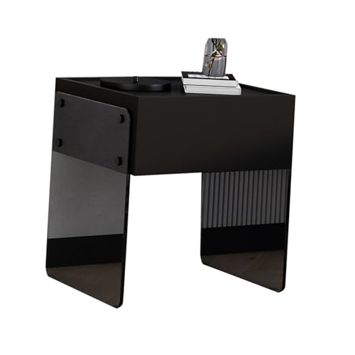 Nachttisch for Schlafzimmer, Nachttisch mit Aufbewahrung, mit Design zur Erkennung des menschlichen Körpers, abgerundete Ecken, geeignet for den Innenbereich, Schlafzimmer(Black,50 x 40 x 47.5 cm) von JTPMYFT