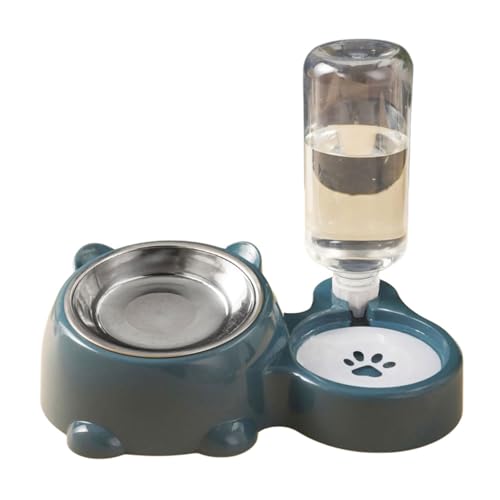 2 In 1 Erhöhte Katzenhund Schüssel Set Leckdicht Resistente Trinkflasche Abnehmbarer Metallfutterraum Platz Sparende Design Katzen Futter Und Wasserschale von JTQYFI