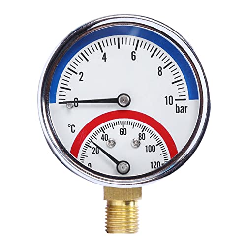 G1/4-Gewinde Temperatur Und Manometer 0–120 °C 0–10 Messbereich Passend Für Fußbodenheizung Thermometer Monitor Mechanisches Manometer Mit Temperaturmonitor Untere G1/4-Gewinde Temperatur Und Manometer 0–120 °C 0–10 Messbereich Passend Für Fußbodenheizung Thermometer Monitor Mechanisches Manometer Mit Temperaturmonitor Untere von JTQYFI