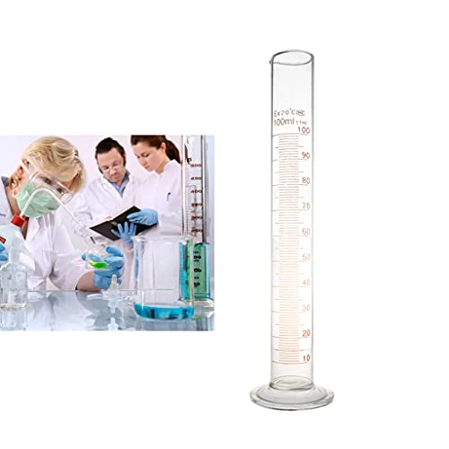 Messzylinder aus Glas, Messzylinder aus dickem Glas, runde Basis/einzelne metrische Skala, Messzylinder, 100 ml, Messzylinder, Glas von JTQYFI