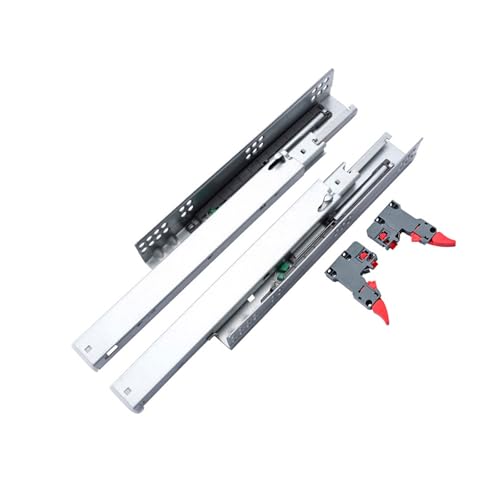 Verdeckte Schubladenschienen, sanft schließend, Unterbau, Vollauszug, Schrankschienen mit Verriegelungsvorrichtungen, rostbeständige Gleitschienen von JTQYFI
