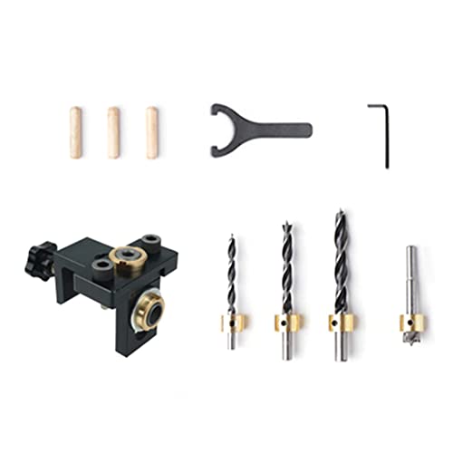 Verstellbare Holzbearbeitung 3-in-1 Dübelvorrichtung, Taschenlochvorrichtung, Bohrführung, Locator für Möbelverbindungsloch Verstellbare Holzbearbeitung 3-in-1 Dübelvorrichtung, Taschenlochvorrichtung, Bohrführung, Locator für Möbelverbindungsloch von JTQYFI