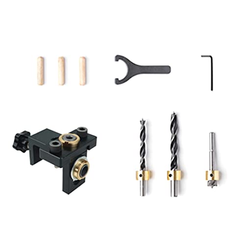Verstellbare Holzbearbeitung 3-in-1 Dübelvorrichtung, Taschenlochvorrichtung, Bohrführung, Locator für Möbelverbindungsloch von JTQYFI