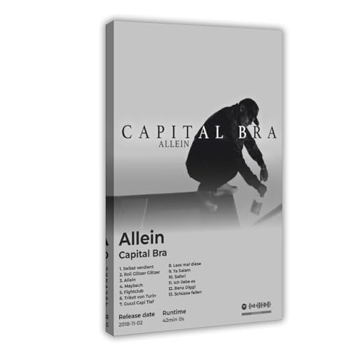 JTRWCQ Capital Bra Kunstposter Hip-Hop-Musikalbum Allein Cover Tracklist Rapper Sänger Stilvolle Fans Geschenk Rap-Rap Raumdekor Leinwandposter Schlafzimmer Dekor Landschaft Büro Raumdekor Geschenk 50 von JTRWCQ