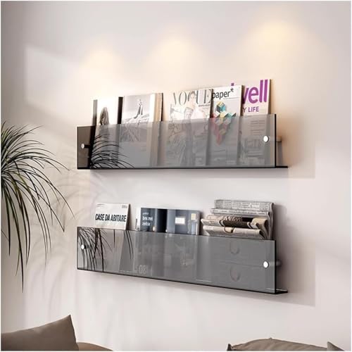 JTSMJQIE Acryl-Broschürenhalter zur Wandmontage, schwebendes Bücherregal, Zeitschriftenständer, verstellbar, zum Aufhängen, Zeitschriftenhalter für Büro, Wartezimmer, Kirche, Café, Heimdekoration, 2 von JTSMJQIE