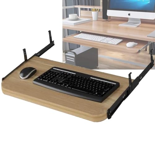 JTSMJQIE Ausziehbare Tastatur-Halterung, Erweiterungsablage unter dem Schreibtisch, Tastaturschublade mit Mausplattform, ausziehbar, Holz, Computertastatur, Orga von JTSMJQIE