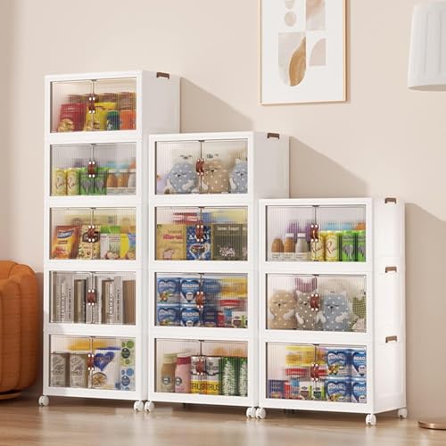 JTSMJQIE Transparenter Aufbewahrungsbehälter mit Deckel, stapelbare und stabile Kunststoffbehälter zur Aufbewahrung, multifunktional, zusammenklappbar, für Schlafzimmer, Wohnzimmer, Arbeitszimmer von JTSMJQIE