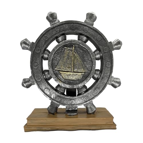 Schiffsrad Dekor Ruder Skulptur - mediterraner Stil Khaki nautisches Boot Lenkmodell Piratenboot Harz Handwerk Statue für Bücherregal Desktop Heimdekoration Schiffsrad Dekor Ruder Skulptur - mediterraner Stil Khaki nautisches Boot Lenkmodell Piratenboot Harz Handwerk Statue für Bücherregal Desktop Heimdekoration von JTSTAN