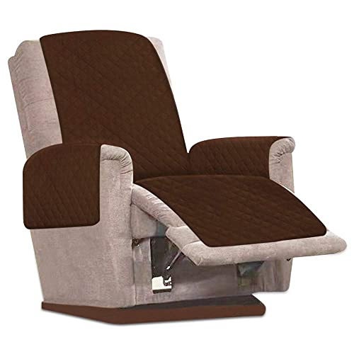 JTWEB Sesselschoner Sesselauflage Relax mit rutschfest, 1 Sitzer Sesselschutz Sofaüberwurf mit 2.5 cm Breiten verstellbaren Trägern (Braun) von JTWEB
