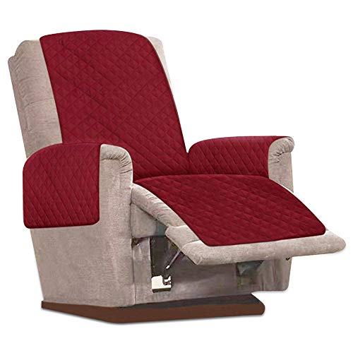 JTWEB Sesselschoner Sesselauflage Relax mit rutschfest, 1 Sitzer Sesselschutz Sofaüberwurf mit 2.5 cm Breiten verstellbaren Trägern (Rot) von JTWEB