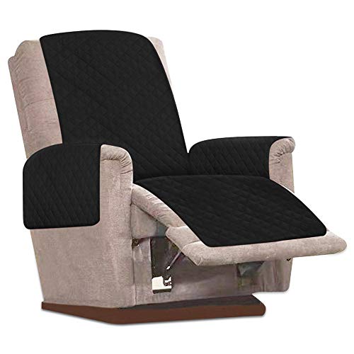 JTWEB Sesselschoner Sesselauflage Relax mit rutschfest, 1 Sitzer Sesselschutz Sofaüberwurf mit 2.5 cm Breiten verstellbaren Trägern (Schwarz) von JTWEB