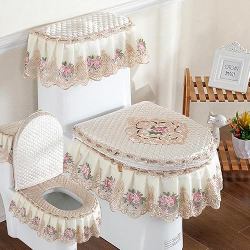 JTZYM 3-teiliges Set mit Toilettenpolstern aus Samt, Toilettendeckel und Tankabdeckungen, Spitzenstoff, Toilettensitzbezüge, Spitzen-Toilettendeckelbezüge JTZYM 3-teiliges Set mit Toilettenpolstern aus Samt, Toilettendeckel und Tankabdeckungen, Spitzenstoff, Toilettensitzbezüge, Spitzen-Toilettendeckelbezüge von JTZYM