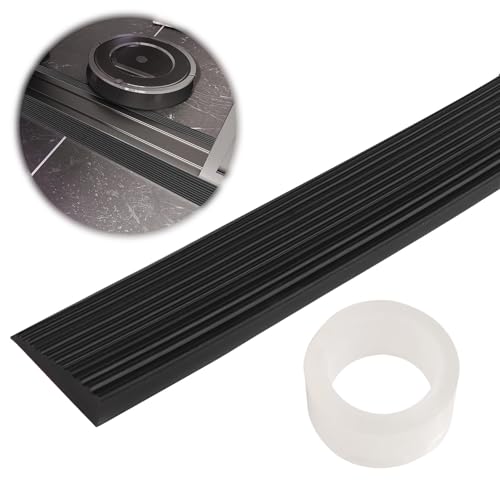 JTgugu Türschwellenrampe Saugroboter 100x5.5x1.6CM Schwelle Übergangsschiene Silikon Übergangsprofil Auffahrrampe Selbstklebend Übergangsleiste Bordsteinrampe Roboter Rampe für Türöffnungen Einfahrten von JTgugu