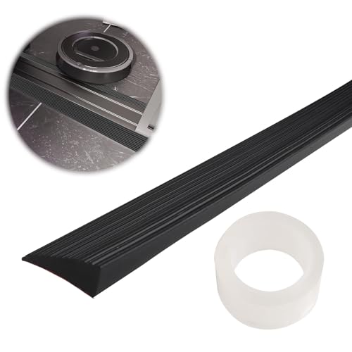 JTgugu Türschwellenrampe Saugroboter 100x5x1CM Schwelle Übergangsschiene Silikon Übergangsprofil Auffahrrampe Selbstklebend Übergangsleiste Bordsteinrampe Roboter Rampe für Türen Einfahrten von JTgugu