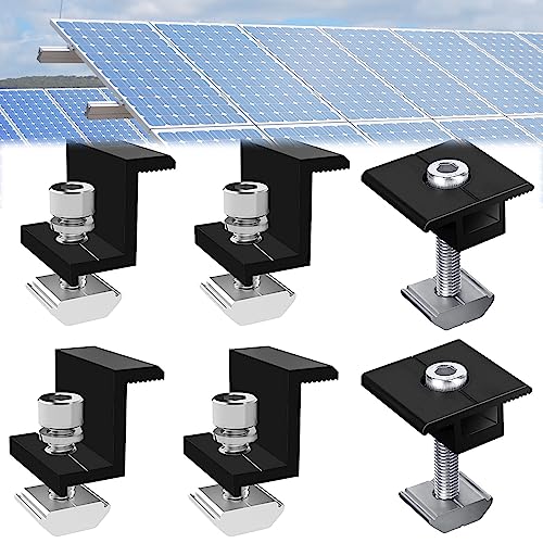 4 Stück Solarpanel Mittelklemmen und 2 Stück Solar Panel Z Halterungen 30mm Solarmodul Halterung Solarmodule Halterung Klemmen PV Modul Halterung für Gerahmte Panels Wohnmobile Wände Schwarz von JUAEYIDDS