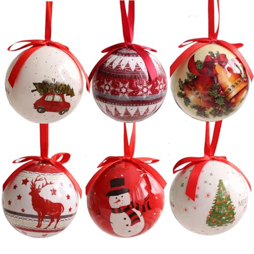 6er Set Christbaumkugel Nostalgie Christmas Tree Decoration Ball Weihnachtsdekorative Plastikkugeln Weihnachts hängende dekorative Kugel 8cm Weihnachtskugel Weihnachtsbaumkugeln Hängende Kugel von JUAEYIDDS