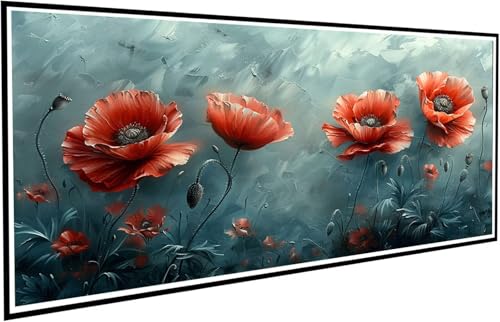 Diamond Painting Anlage Diamant Painting Bilder Mohn Diamond Paintings Erwachsene Groß XXL 90x200cm Diamonds Paintings Kinder DIY Mosaikherstellung Bastelset für Halloween Deko Wohnzimmer J2-435 von JUAIYOON