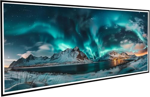 Diamond Painting Aurora Diamant Painting Bilder Schneeszene Diamond Paintings Erwachsene Groß XXL 100x200cm Diamonds Paintings Anfänger DIY Mosaikherstellung Bastelset für Deko Wohnzimmer J2-595 von JUAIYOON
