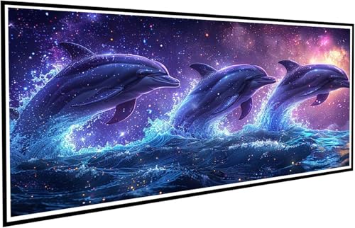 Diamond Painting Delphin Diamant Painting Bilder Meer Diamond Paintings Erwachsene Groß XXL 50x100cm Diamonds Paintings Kinder DIY Mosaikherstellung Bastelset für Halloween Deko Wohnzimmer J2-463 von JUAIYOON