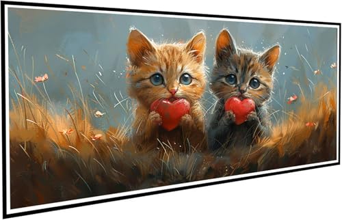Diamond Painting Katze Diamant Painting Bilder Liebe Diamond Paintings Erwachsene Groß XXL 30x60cm Diamonds Paintings Kinder DIY Mosaikherstellung Bastelset für Halloween Deko Wohnzimmer J2-475 von JUAIYOON