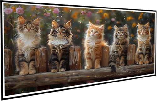 Diamond Painting Katze Diamant Painting Bilder Zaun Diamond Paintings Erwachsene Groß XXL 80x160cm Diamonds Paintings Kinder DIY Mosaikherstellung Bastelset für Halloween Deko Wohnzimmer J2-569 von JUAIYOON