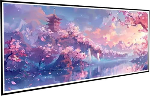 Diamond Painting Kirschblüten Diamant Painting Bilder Pavillon Diamond Paintings Erwachsene Groß XXL 50x100cm Diamonds Paintings Kinder DIY Mosaikherstellung Bastelset für Deko Wohnzimmer J2-363 von JUAIYOON