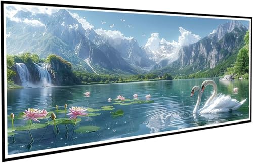Diamond Painting Lotusblatt Diamant Painting Bilder Schwan Diamond Paintings Erwachsene Groß XXL 40x80cm Diamonds Paintings Kinder DIY Mosaikherstellung Bastelset für Halloween Deko Wohnzimmer J2-489 von JUAIYOON