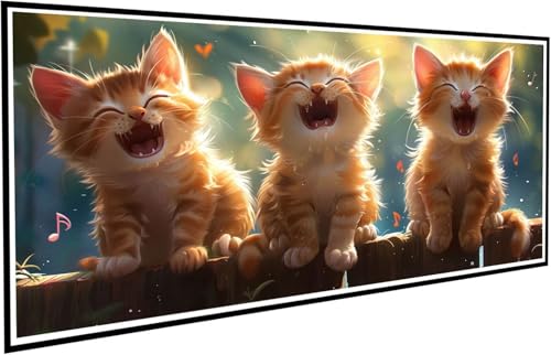 Diamond Painting Niedlich Diamant Painting Bilder Katze Diamond Paintings Erwachsene Groß XXL 100x200cm Diamonds Paintings Kinder DIY Mosaikherstellung Bastelset für Halloween Deko Wohnzimmer J2-465 von JUAIYOON