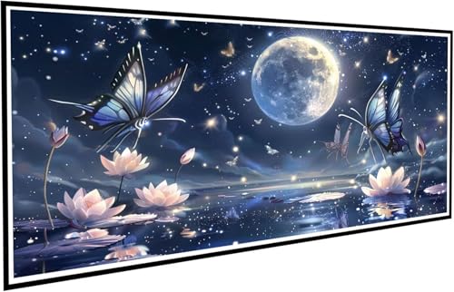 Diamond Painting Schmetterling Diamant Painting Bilder Lotus Diamond Paintings Erwachsene Groß XXL 90x200cm Diamonds Paintings Anfänger DIY Mosaikherstellung Bastelset für Deko Wohnzimmer J2-409 von JUAIYOON