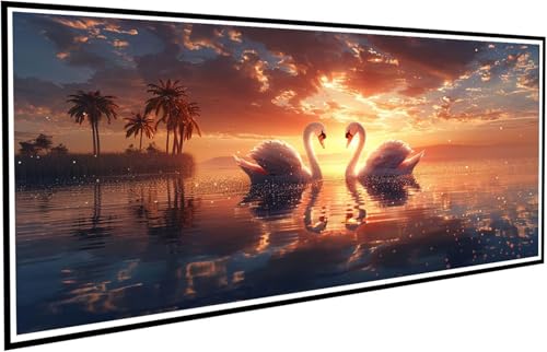 Diamond Painting Schwan Diamant Painting Bilder Sonnenaufgang Diamond Paintings Erwachsene Groß XXL 40x80cm Diamonds Paintings Anfänger DIY Mosaikherstellung Bastelset für Deko Wohnzimmer J2-487 von JUAIYOON