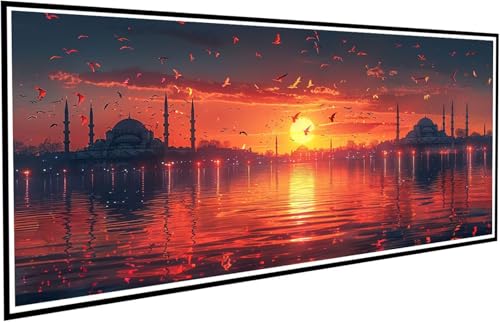 Diamond Painting Sonnenaufgang Diamant Painting Bilder Blütenblatt Diamond Paintings Erwachsene Groß XXL 90x200cm Diamonds Paintings Kinder DIY Mosaikherstellung Bastelset für Deko Wohnzimmer J2-425 von JUAIYOON
