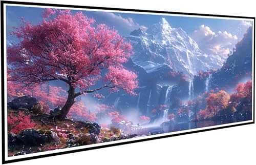 Diamond Painting Wasserfall Diamant Painting Bilder Kirschblüten Diamond Paintings Erwachsene Groß XXL 90x200cm Diamonds Paintings Kinder DIY Mosaikherstellung Bastelset für Deko Wohnzimmer J2-457 von JUAIYOON