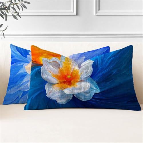 Kissenbezug 25x50 2er Set Outdoor Kissen Blau Kissenbezüge Wetterfest Orange Rechteckig Leinen Sofakissen mit Verstecktem Reißverschluss Outdoorkissen für Garten Terrassen Bank Balkon Deko J2-947 Kissenbezug 25x50 2er Set Outdoor Kissen Blau Kissenbezüge Wetterfest Orange Rechteckig Leinen Sofakissen mit Verstecktem Reißverschluss Outdoorkissen für Garten Terrassen Bank Balkon Deko J2-947 von JUAIYOON